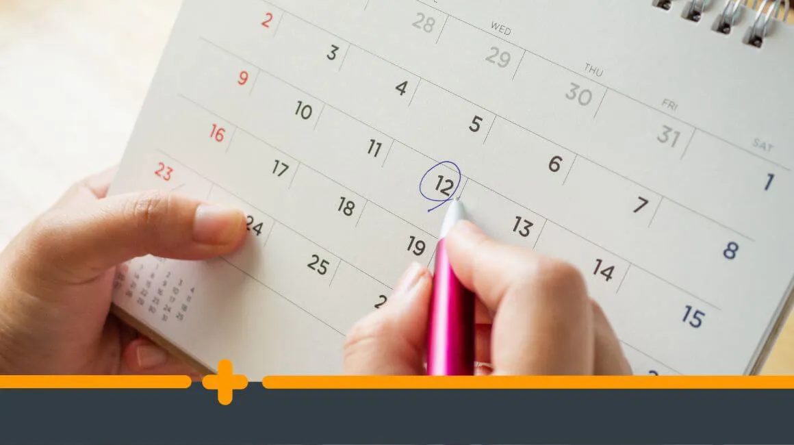 Kalendarz z oznaczoną datą dwunastego dnia miesiąca